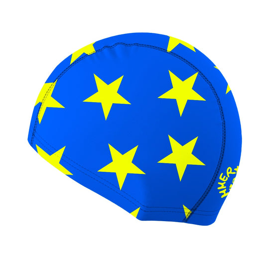 CUFFIA IN LYCRA - L027CF TURCHESE STELLE GIALLE