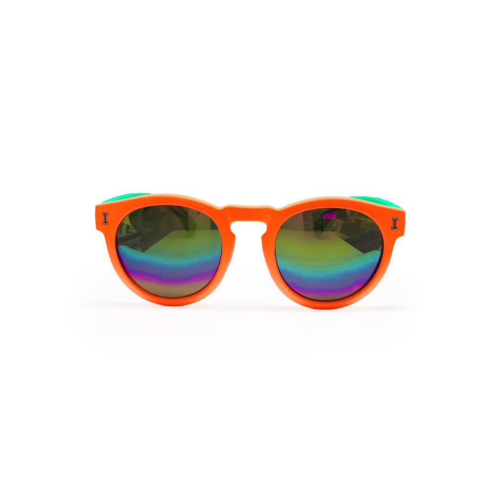 OCCHIALI DA SOLE TONDI - ARANCIO FLUO + TIFFANY
