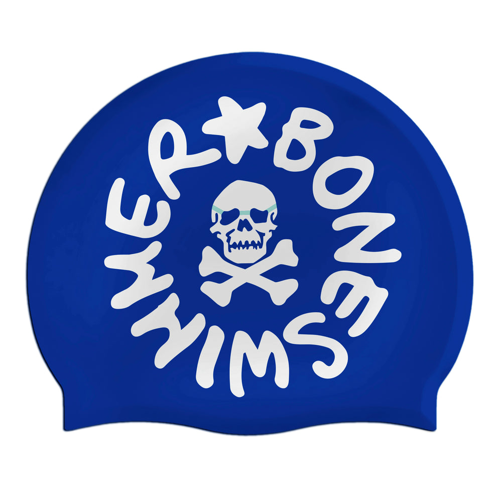 swimcap "LOGO" royal + white