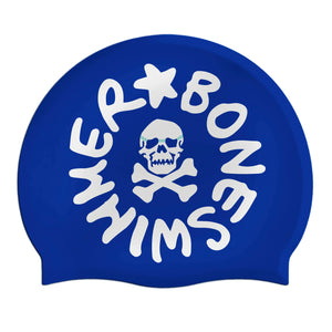 swimcap "LOGO" royal + white