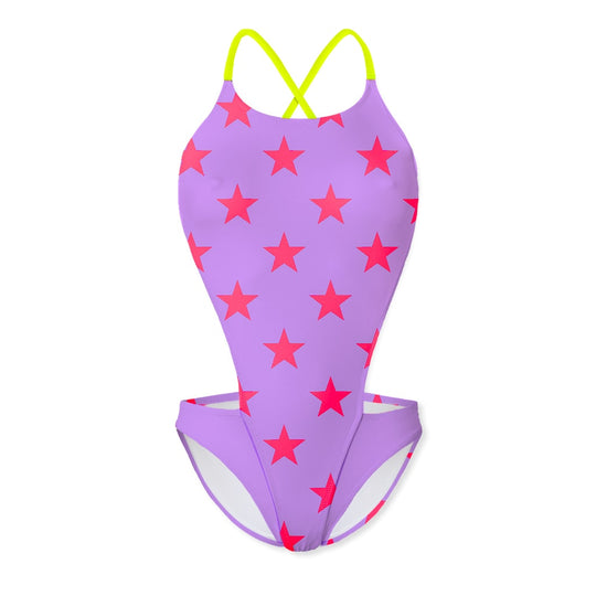 DEGA - L031DF LILLA STELLE ROSSO FLUO