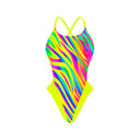 Costume da nuoto Boneswimmer per il tempo libero, modello ALTE da Bambina - L021AF ROAR con striature in colori fluo