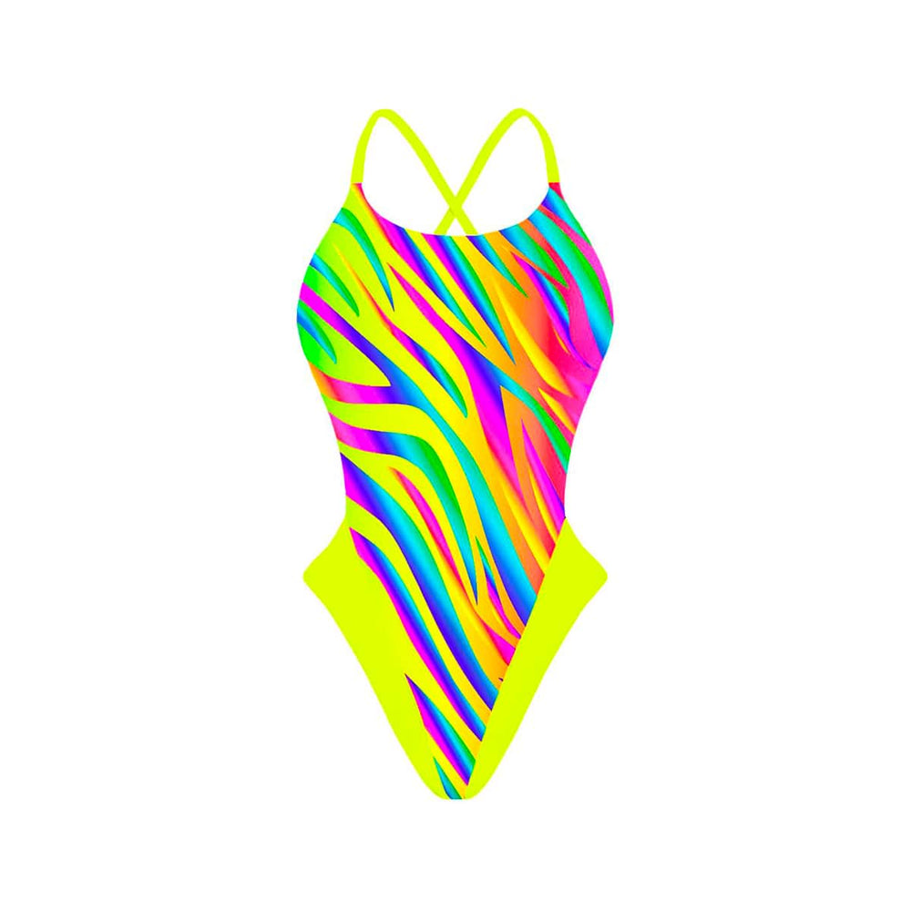Costume da nuoto Boneswimmer per il tempo libero, modello ALTE da Bambina - L021AF ROAR con striature in colori fluo