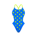 Costume da nuoto Boneswimmer per il tempo libero, modello ALTE da Bambina - L022AF TURCHESE STELLE GIALLE color blu con stelle giallo fluo