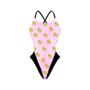Costume da nuoto Boneswimmer per il tempo libero, modello ALTE da Bambina - L028AF fondo color rosa e paperette giallo fluo