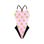 Costume da nuoto Boneswimmer per il tempo libero, modello ALTE da Bambina - L028AF fondo color rosa e paperette giallo fluo