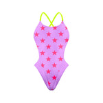 Costume da nuoto Boneswimmer per il tempo libero, modello ALTE da Bambina - L028AF color lilla con stelle rosso fluo