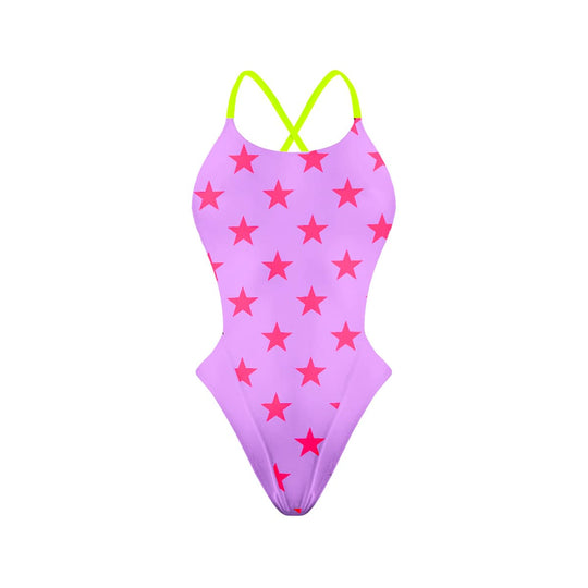 ALTE BIMBA - L028AF LILLA STELLE ROSSO FLUO