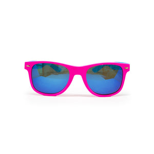 OCCHIALI DA SOLE MODELLO WAIFARER - FUXIA FLUO + AZZURRO