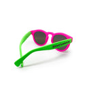 LUNETTES DE SOLEIL RONDES - FUCHSIA FLUORESCENT + VERT FLUORESCENT