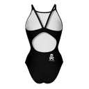Costume da allenamento nuoto Boneswimmer da donna, modello intero IBIZA 77i Total Black, retro