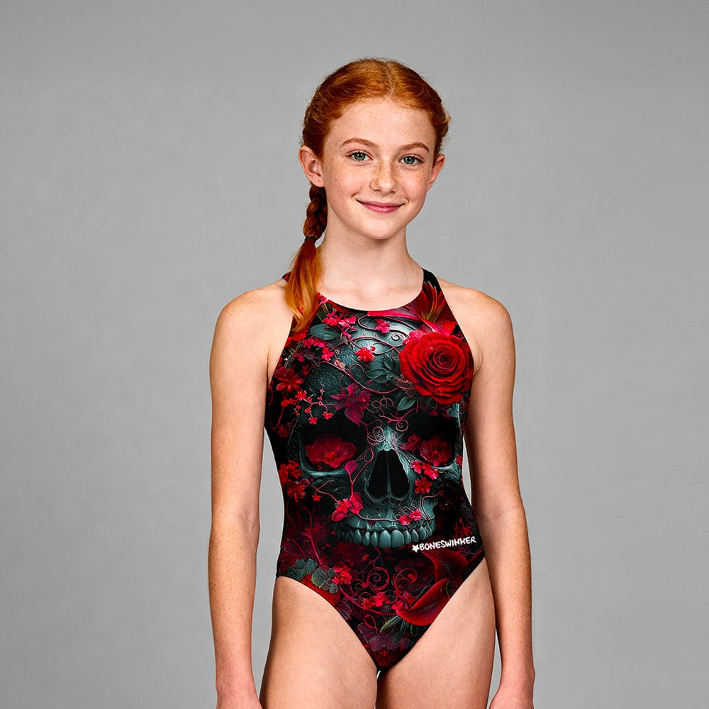 COSTUME INTERO BAMBINA - PINUP - 520P TESCHIO CREMISI - Costume da allenamento