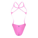 Costume da donna intero per il nuoto in piscina nel tempo libero, modello MILANO  sgambato e foderato, variante ROSA CHIARO, retro