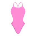 Costume da donna intero per il nuoto in piscina nel tempo libero, modello MILANO  sgambato e foderato, variante ROSA CHIARO, fronte