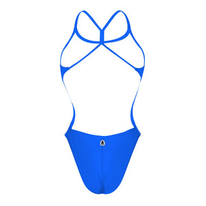 Costume da donna intero per il nuoto in piscina nel tempo libero, modello MILANO  sgambato e foderato, variante TURCHESE, retro