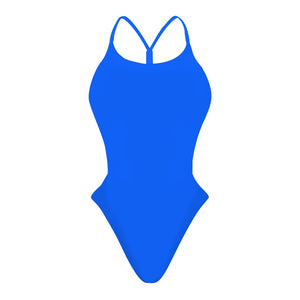 Costume da donna intero per il nuoto in piscina nel tempo libero, modello MILANO  sgambato e foderato, variante TURCHESE, fronte