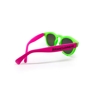 OCCHIALI DA SOLE TONDI - VERDE FLUO + FUXIA FLUO