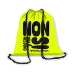Zainetto a sacca con chiusura a strozzo in microfibra, stampa ironica sul limone e fondo giallo fluo Boneswimmer, modello 107ZF LIMONE, fronte
