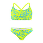 Costume da mare bikini bambina Boneswimmer Waikiki Fiamme Giallo fluo - modello L020WAF, fronte