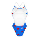 Retro del costume intero da donna per il tempo libero in piscina, modello ALTE L020AF PICA con grafica colorata e geometrica