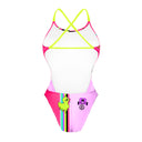 Retro del costume Boneswimmer intero da donna per il tempo libero in piscina, modello ALTE L030AF DEDA con un orsetto arrabbiato ed elementi pop fluo