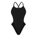 Costume da donna per nuoto in piscina nel tempo libero Boneswimmer, modello intero ALTE TOTAL BLACK con stampa interamente nera, fronte