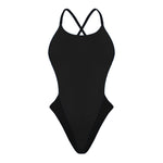 Costume da donna per nuoto in piscina nel tempo libero Boneswimmer, modello intero ALTE TOTAL BLACK con stampa interamente nera, fronte