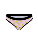 Costume da mare slip bikini Boneswimmer Big Sur Paperotte Nero - modello L022BIF, parelle gialle su fondo rosa, fronte