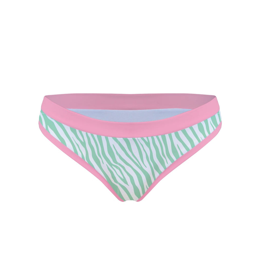 Costume da mare slip bikini Boneswimmer Big Sur Zebrato Rosa chiaro - modello L025BIF, striature verdi su base bianca, fronte