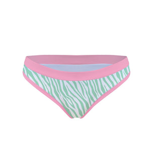 Costume da mare slip bikini Boneswimmer Big Sur Zebrato Rosa chiaro - modello L025BIF, striature verdi su base bianca, fronte