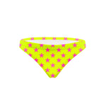Costume da mare slip bikini Boneswimmer Papeete Giallo Stelle Fucsia FL - modello L024PAF, con stelle fucsia su sfondo giallo fluo, fronte