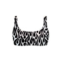 Costume da mare top bikini Boneswimmer Hawaii Fiamma Bianca - modello L021HA, stampa con fiamme bianche su sfondo nero, fronte