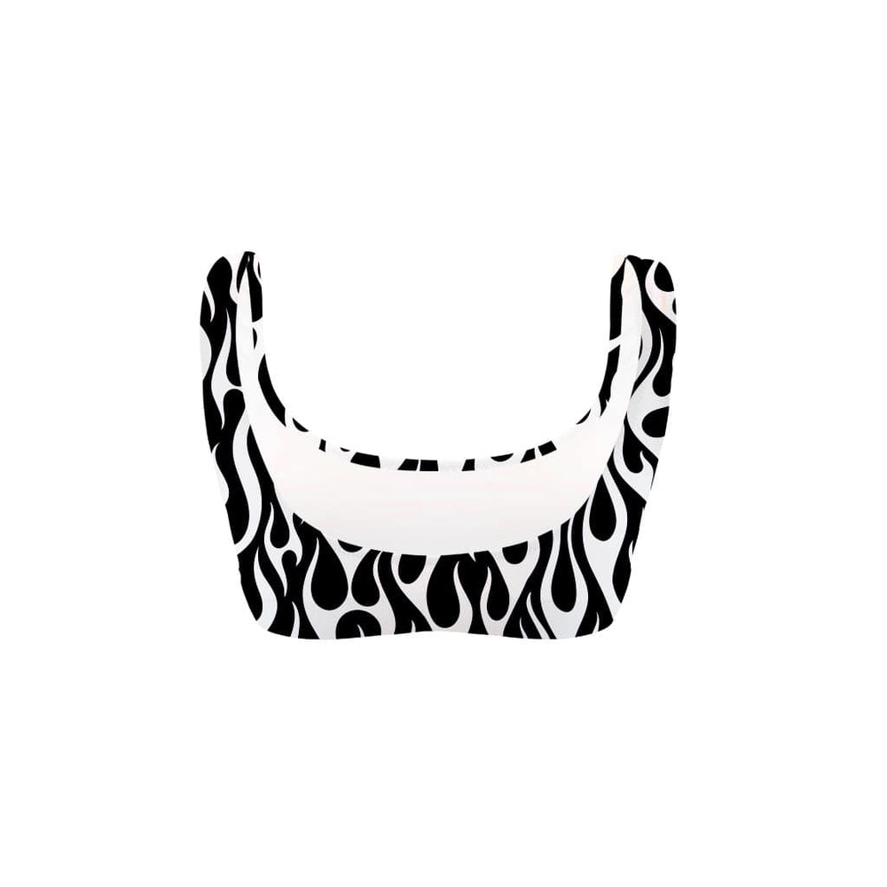 Costume da mare top bikini Boneswimmer Hawaii Fiamma Bianca - modello L021HA, stampa con fiamme bianche su sfondo nero, retro
