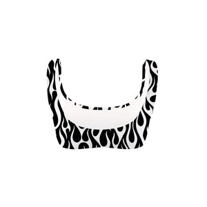 Costume da mare top bikini Boneswimmer Hawaii Fiamma Bianca - modello L021HA, stampa con fiamme bianche su sfondo nero, retro