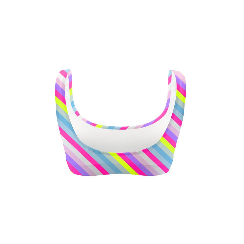 Costume da mare top bikini Boneswimmer Hawaii Rigato - modello L023HAF, righe colorate fluo e pastello, retro