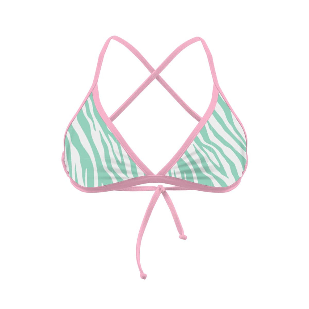 Costume da mare top bikini Boneswimmer Tahiti Zebrato Rosa chiaro - modello L025TAF, striature verde chiaro su bianco