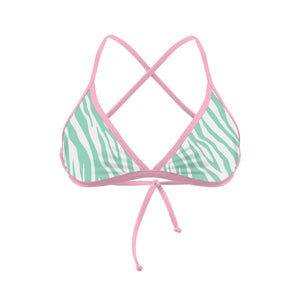 Costume da mare top bikini Boneswimmer Tahiti Zebrato Rosa chiaro - modello L025TAF, striature verde chiaro su bianco