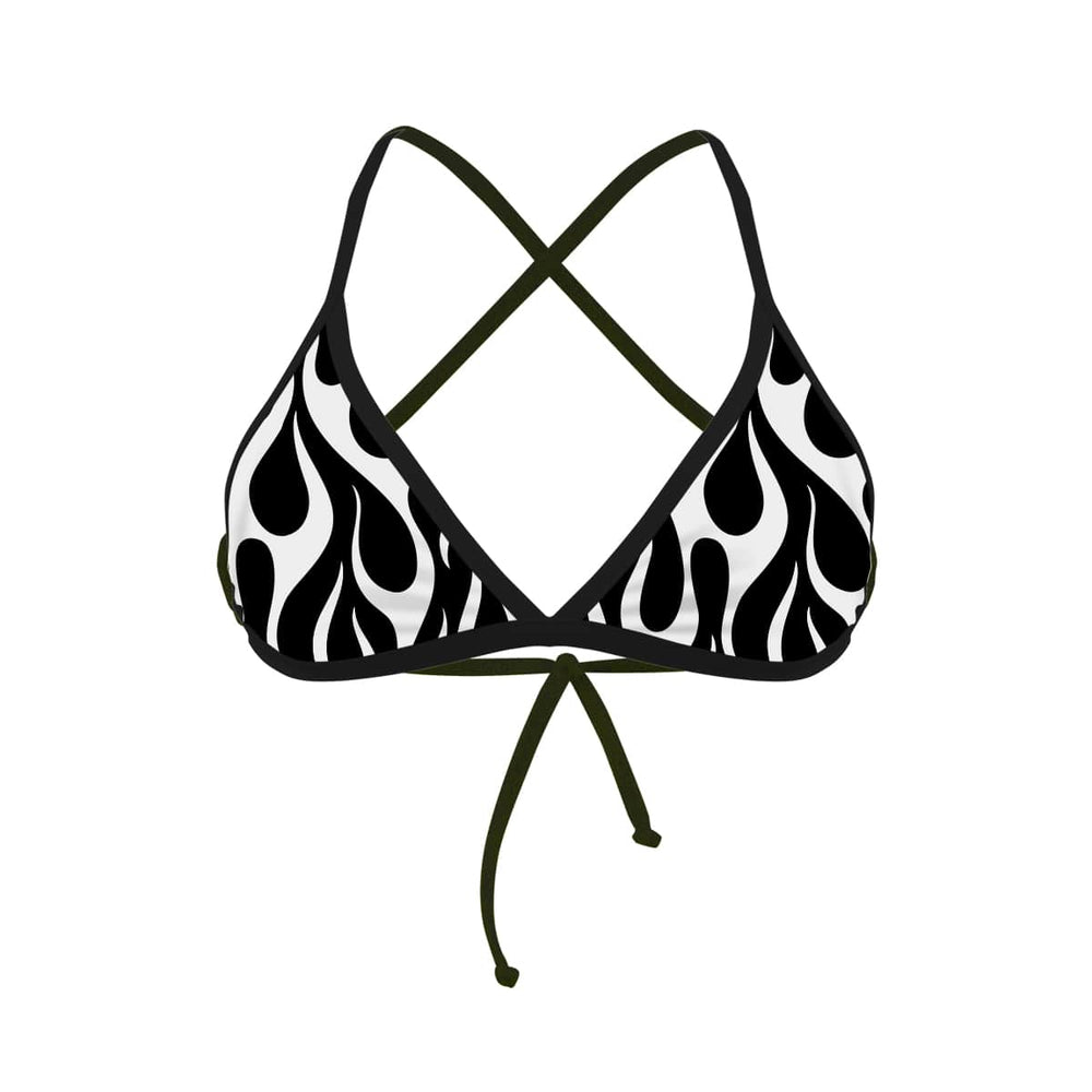Costume da mare top bikini Boneswimmer Tahiti Fiamma Bianca + Nero - L021TA; stampa con fiamme bianche su sfondo nero 