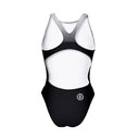 Costume da allenamento nuoto in piscina Boneswimmer da bambina, modello intero PINUP - 440P NERO BIANCO colore nero e sfumatura bianca sulla parte alta, retro