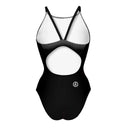 Costume da allenamento nuoto in piscina Boneswimmer da donna, modello intero IBIZA - 158I NERO BIANCO colore nero e sfumatura bianca sulla parte alta, fronte