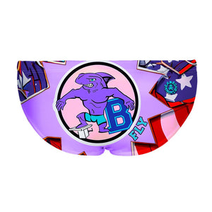 La vista posteriore del costume da nuoto Boneswimmer H2OTTO FLY con grafica dedicata al nuoto a farfalla simboleggiata dal delfino agguerrito in stile college americano