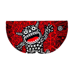 La vista posteriore del costume da nuoto Boneswimmer H2OTTO TRIBALE con un simpatico mostro in stile pop art