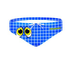 Costume da allenamento nuoto in piscina Boneswimmer da uomo, modello slip H2OTTO 381H - ZITTO E NUOTA con stampa piastrelle blu da piscina, fronte