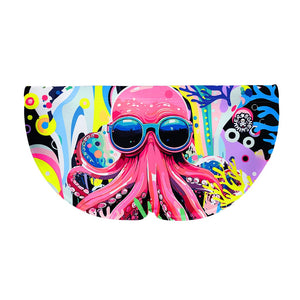 Costume da allenamento nuoto in piscina Boneswimmer da uomo e bambino, modello slip H2OTTO 386HF CORALLO con grafica polpo rosa con occhiali su sfondo astratto; retro