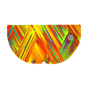 La vista posteriore del costume da nuoto Boneswimmer H2OTTO FUSION  con una trama di striscie come pennellate di colori caldi