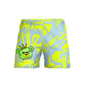 Costume da mare boxer UOMO Boneswimmer Samoa Bad - modello L028SMF, con orsetto principino imbronciato su fondo graffiti giallo fluo 