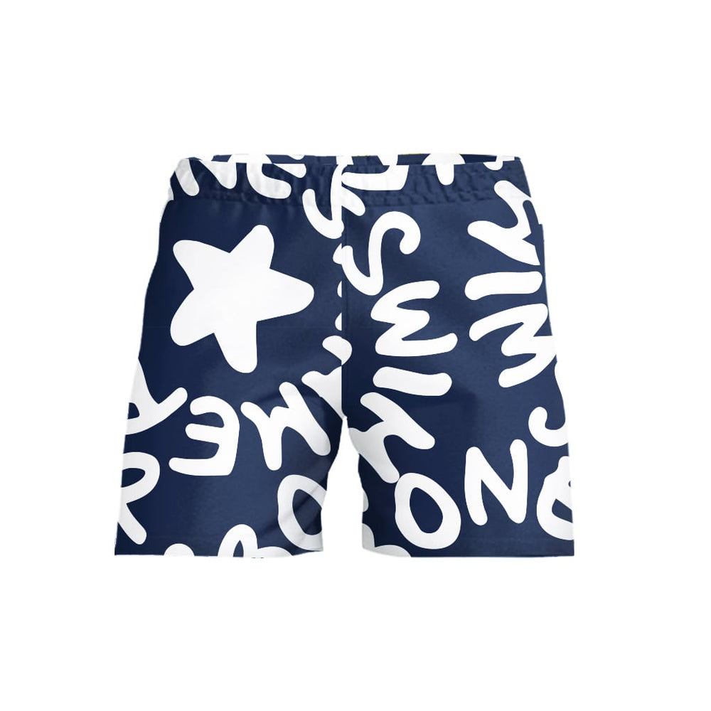 Costume da mare boxer uomo Boneswimmer Samoa Blu Logo Bianco - modello L022SM, logo bianco grande su fondo blu
