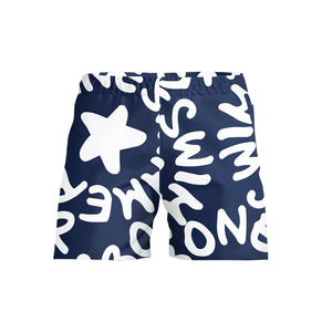 Costume da mare boxer uomo Boneswimmer Samoa Blu Logo Bianco - modello L022SM, logo bianco grande su fondo blu