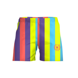 Costume da mare boxer uomo Boneswimmer Samoa Rigato - modello L027SMF, rigoni verticali in colori fluo e pastello