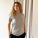 T-SHIRT GRIGIA LOGO GIALLO FLUO // LastChance